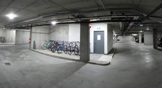 Îlot des Capucins, phase 3. Stationnement sous-terrain autos-vélo. 10 juillet 2020.