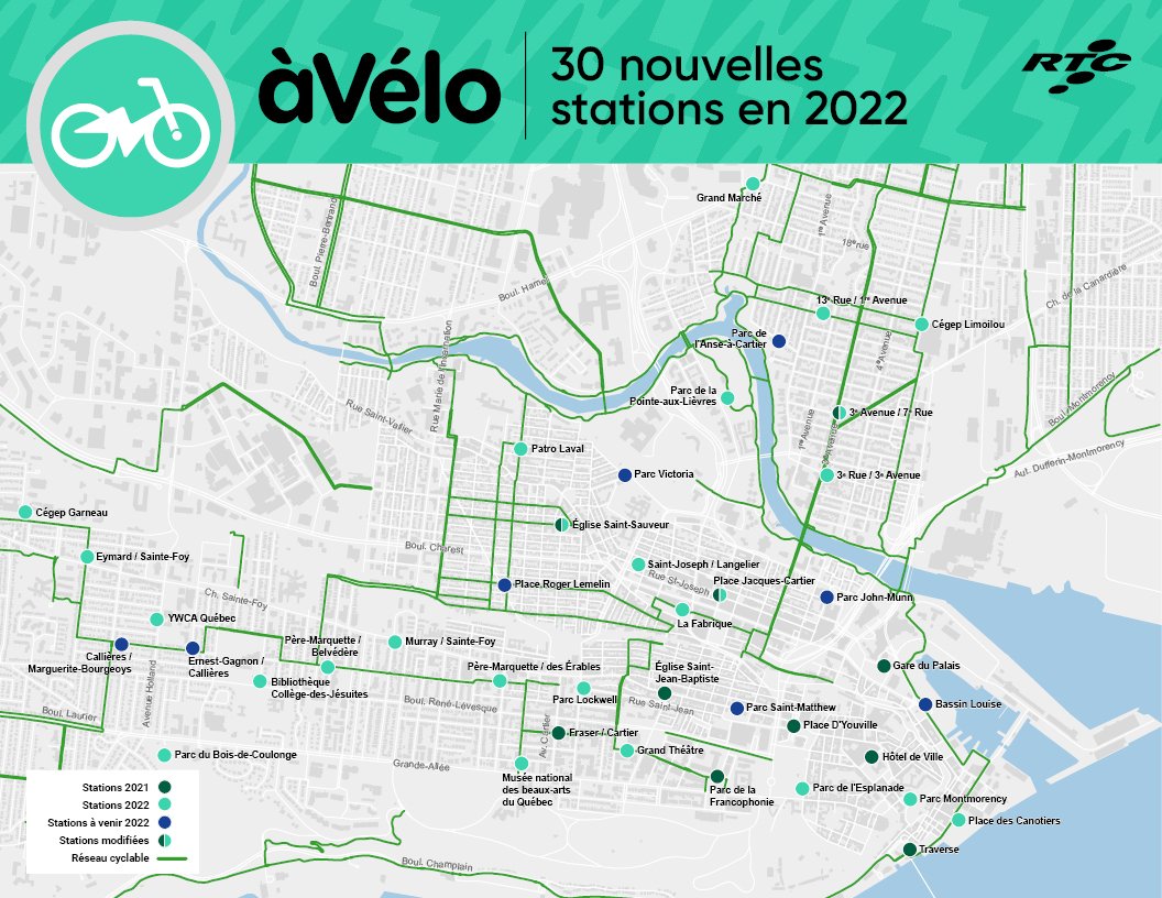 Carte des stations aVelo 2022